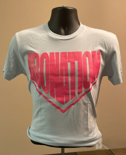 Light Blue Tee with Pink Logo